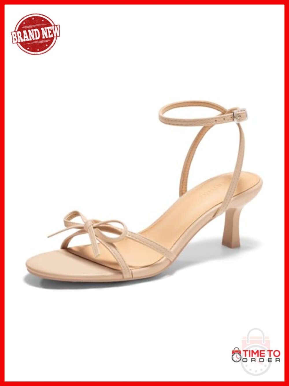 Faux Leather Kitten Heel Bow Sandals Open Toe Ankle Strap Dress Shoes